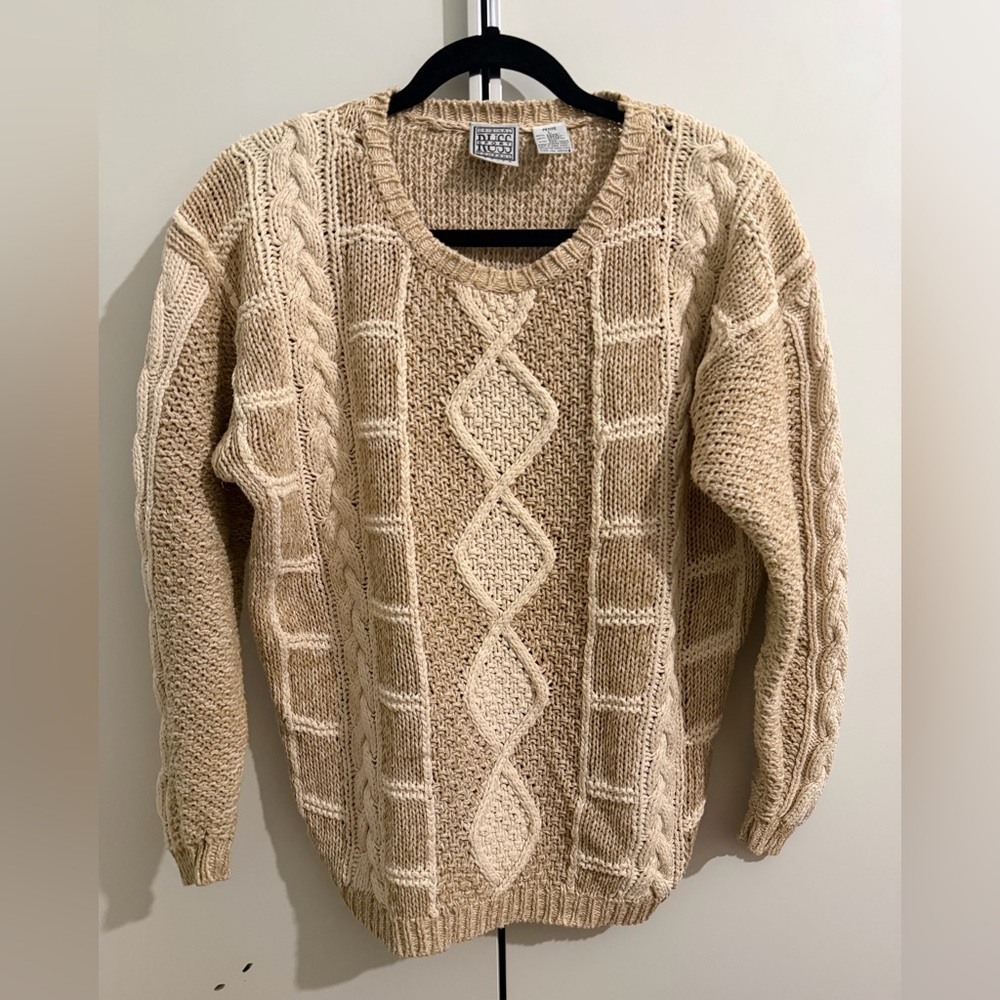 VINTAGE silk blend RUSS SPORT petite fisherman’s sweater - Large